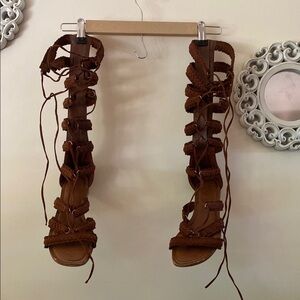 Carlos by Carlos Santana Brown Lace-Up Sandals